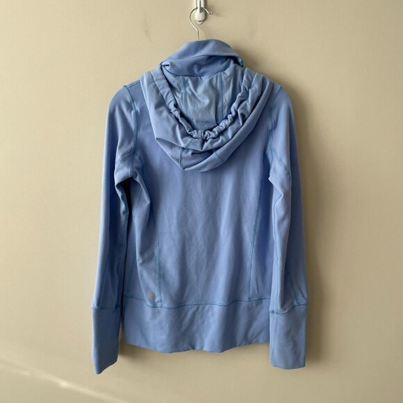 Lululemon In Stride Jacket Activewear Full Zip Mock Neck Thumbholes Blue 6 - Picture 3 of 10